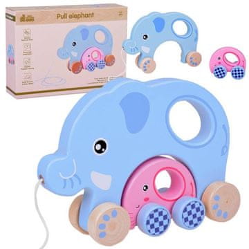 shumee Očarljivi sloni 2 v 1 leseni slon za vlečenje družine ZA5377
