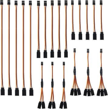 YUNIQUE GREEN-CLEAN 21-delni komplet 1 na 2/1 do 3 podaljškov servo Y-kablov – JR 3-pinski servo podaljški – dolžine 10/15/30 cm za RC avtomobile, drone, helikopterje