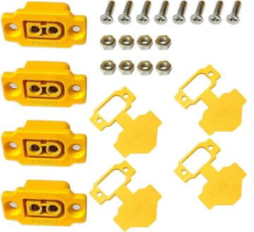 YUNIQUE GREEN-CLEAN 4 delovna XT60E-F visokotokovna priključka z gumijastim pokrovom in vodoodpornimi vijaki – XT60 vtičnica za RC FPV Lipo baterije, drone, avtomobile, letala in helikopterje