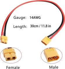 YUNIQUE GREEN-CLEAN 2 dela XT60 moško-ženski kabel 30cm 14AWG silikon + 2 para XT60 moški/ženski konektorji za RC Lipo FPV dron baterije