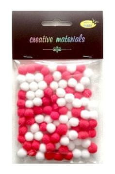shumee Akrilni pomponi beli in rdeči 10 mm 100 kosov