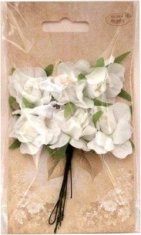 shumee Bele tkaninske rože 3 cm 6 kosov