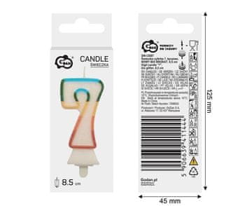 shumee Mavrična sveča številka 7 8,5 cm