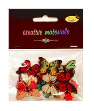 shumee Dekorativni gumbi, retro metuljčki, 28 mm, 15 kosov