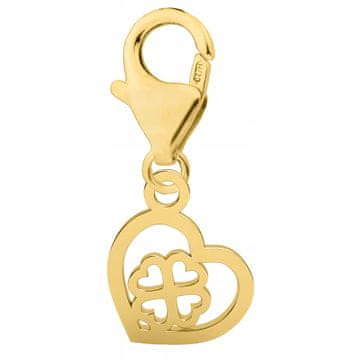 shumee Obesek iz zlate deteljice Majhno srce z deteljico Deteljica SREBRO 925