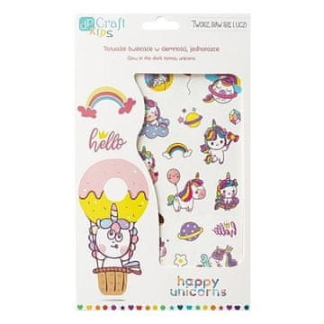 shumee Tetovaže samoroga, ki se svetijo v temi, 2 lista