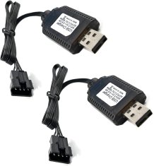 YUNIQUE GREEN-CLEAN 2 kosa univerzalni USB polnilec za 7,4V 2S LiPo baterije - 4PIN SM-4P - združljiv z RC avtomobilom/dronom/čolnom - Zaščito pred prepolnjevanjem - Indikator polnjenja, črno