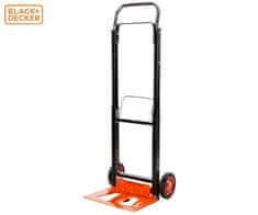 ročni transportni voziček, zložljiv, kovinski, nosilnost do 90kg, lahka teža 4.91kg, za vse transportne potrebe, črn, oranžen