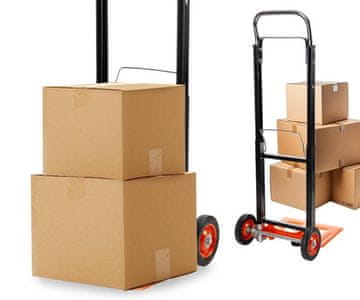 Enostaven in zložljiv voziček za prevoz težjih bremen
