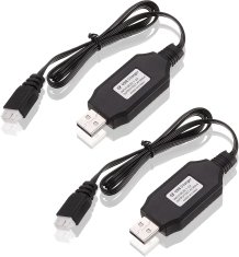 YUNIQUE GREEN-CLEAN 2-delni USB 7,4V polnilni kabel za drone | Združljiv s SYMA X8C/X8G/Hubsan H501S | USB priključek, primeren za lipo baterije, črn, plastika