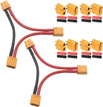 YUNIQUE GREEN-CLEAN 2 kosa XT60 Series 2 Lipo adapter kabel s 4 pari XT60 priključka, napetostni pospešek, M/F konektor, specifičen za dinamično modeliranje, silikon, plastika