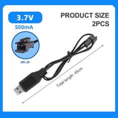 YUNIQUE GREEN-CLEAN 2 PC USB polnilec, 3,7V RC kabli za polnilce za NiCd/NiMH/LiPo baterije s SM-2P vtičem, združljivi z RC avtomobili in FPV droni
