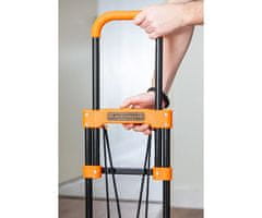 Black+Decker ročni transportni voziček, zložljiv, kovinski, nosilnost do 65kg, lahka teža 3.81kg, za vse transportne potrebe, črn, oranžen