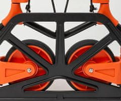 Black+Decker ročni transportni voziček, zložljiv, kovinski, nosilnost do 65kg, lahka teža 3.81kg, za vse transportne potrebe, črn, oranžen