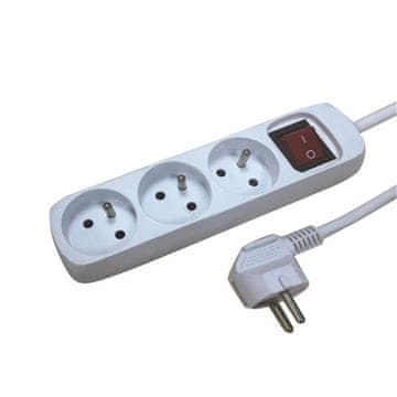 Solight Podaljševalni kabel s stikalom, 3 vtičnice, 1,5 m