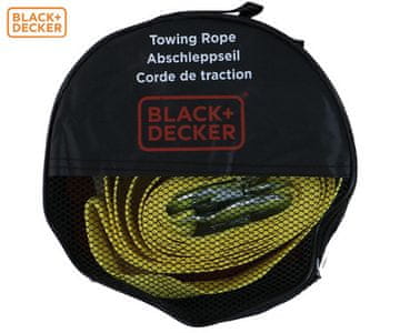 Black+Decker vlečna vrv, 4m, do 2000kg, za vozila / avtomobile / tovornjake, standard AU187:2000, +torba, rumena, črna
