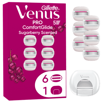 Gillette Venus Pro Comfort Glide Sugarberry brivni nastavki, 6 kosov