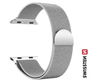 SWISSTEN Swisstenov trak za Apple Watch Milanese TAH 42-44 mm srebrn