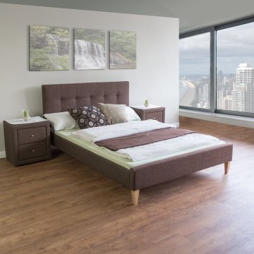 Homestyle4U Posteljni okvir, oblazinjen tekstil superking, 185x212x96 cm, rjav