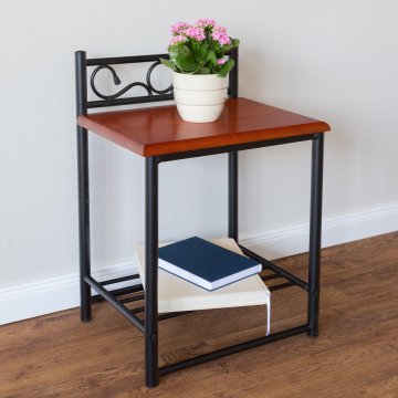 Homestyle4U Nočna omarica, 45x35x64 cm, črna, s shrambo