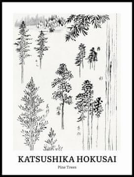 Zakito Posters Plakat 60x80cm Design Borovci, Hokusai Vintage za Dnevno Sobo