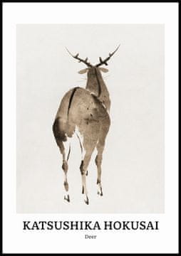 Zakito Posters Plakat 70x100cm Design Jelen, Hokusai Vintage za Dnevno Sobo