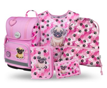 BAAGL SET 5 Ergo Paws: aktovka, svinčnik, torba, predpasnik, denarnica