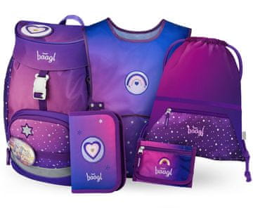 BAAGL SET 5 Airy Horses Heart: nahrbtnik, svinčnik, torba, predpasnik, denarnica