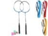 Badmintonski loparji 65 cm kovinski 2 kosa s košarico 2 kosa v vrečki - mešanica barv (modra, rdeča, rumena)