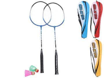 Badmintonski loparji 65 cm kovinski 2 kosa s košarico 2 kosa v vrečki - mešanica barv (modra, rdeča, rumena)