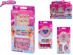 Glamur set za nohte z diamanti in dodatki v škatlici