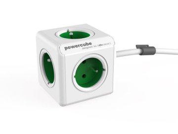 PowerCube Podaljšek Extended, 5x socket, 1.5m - green