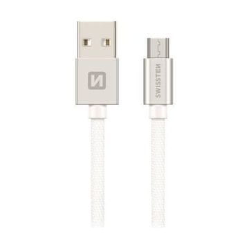SWISSTEN USB-kabel USB cable mircoUSB textile 2m 3A silver
