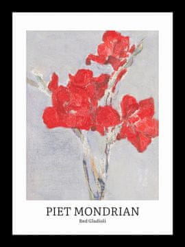 Zakito Posters Plakat 13x18cm Design Rdeči Gladioli, Mondrian Vintage za Dnevno Sobo