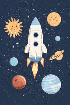 Zakito Posters Plakat 20x30cm Vzorci za Otroke, Deklice in Fante - Raketa