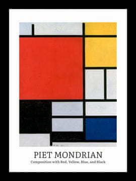 Zakito Posters Plakat 13x18cm Oblikovanje Kompozicija 3, Mondrian Vintage za Dnevno Sobo