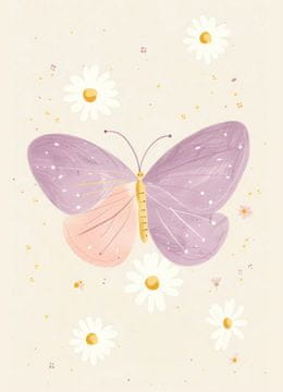 Zakito Posters Plakat 13x18cm Vzorci za otroke, deklice za sobo - Metulj