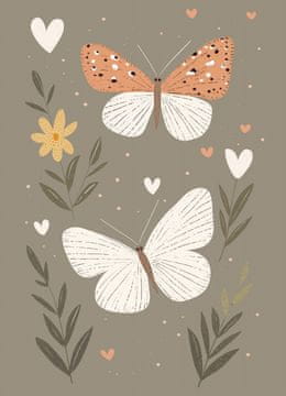 Zakito Posters Plakat 13x18cm Vzorce za Otroke, Deklice za Sobo - Metulji