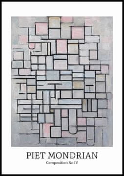 Zakito Posters Plakat 70x100cm Oblikovanje Kompozicija 4, Mondrian Vintage za Dnevno Sobo