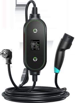 Emc² model 1016A-1F TX Šuko 3,7 KW nastavljiva LCD/LED prenosna polnilna postaja, 5,5m kabel Type2