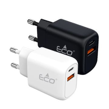 Eco Crew PD‑30 Dvojni 30W Hitri Stenski Polnilec – USB‑C Power Delivery 3.0 & USB‑A Quick Charge 3.0
