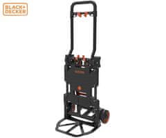 Black+Decker 2V1 ročni transportni voziček, zložljiv, kovinski, nosilnost do 120kg, lahka teža 7.3kg, za vse transportne potrebe, črn, oranžen