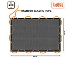 Black+Decker mreža za prikolico, 2x3m, varen prevoz tovora / materiala, maksimalna varnost, elastični material, trpežna izdelava, +torba, črna
