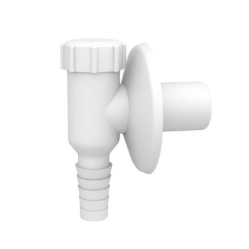 Stenski sifon pralnega stroja z rozeto, bel