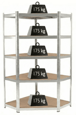 Proline regal za delavnice, kotni, 5 polic, 175 kg, 180x90x90 cm (62040)