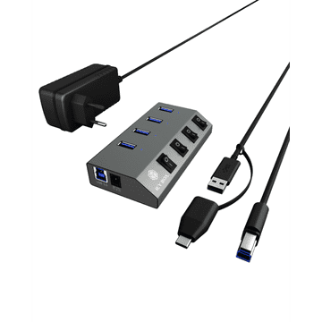 IcyBox IB-HUB1405 4-portni USB-A hub s stikali