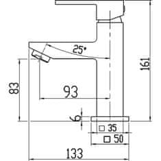 Titania Mešalnik za umivalnik Novaservis Titania CUBE LEVER STAND CHROME 98801/1.0