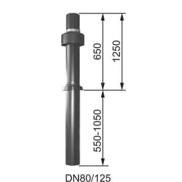 Wolf Komplet strešnega prezračevalnega kanala Wolf DN80/125 1200-1700MM RDEČE-RJAV 2651475
