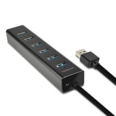 AXAGON Hue-sa7bp hub 7-portni USB 3.2 gen 1 aluminijasti polnilni hub, AC adapter