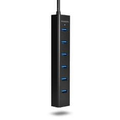 AXAGON Hue-sa7bp hub 7-portni USB 3.2 gen 1 aluminijasti polnilni hub, AC adapter
